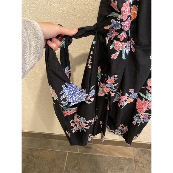 Java Wraps Sarong Dress Black Floral Medium - Picture 4 of 7